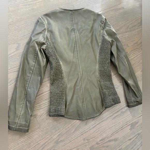 Luii Dark Green Olive Faux Leather Jacket Women’s Size Small - Picture 8 of 10